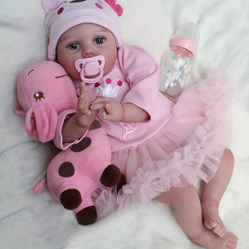 20 Inch Realistic Newborn Reborn Doll Girl with Soft Body and Giraffe Outfit