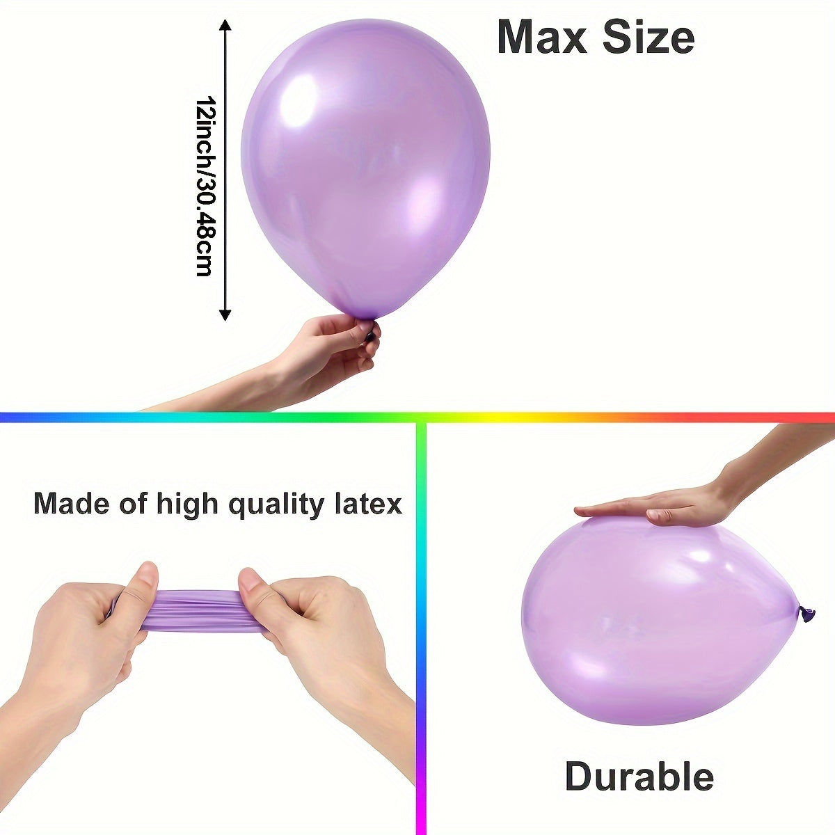 240pcs Assorted 30-48 cm Rainbow Latex Balloons for Party Decoration