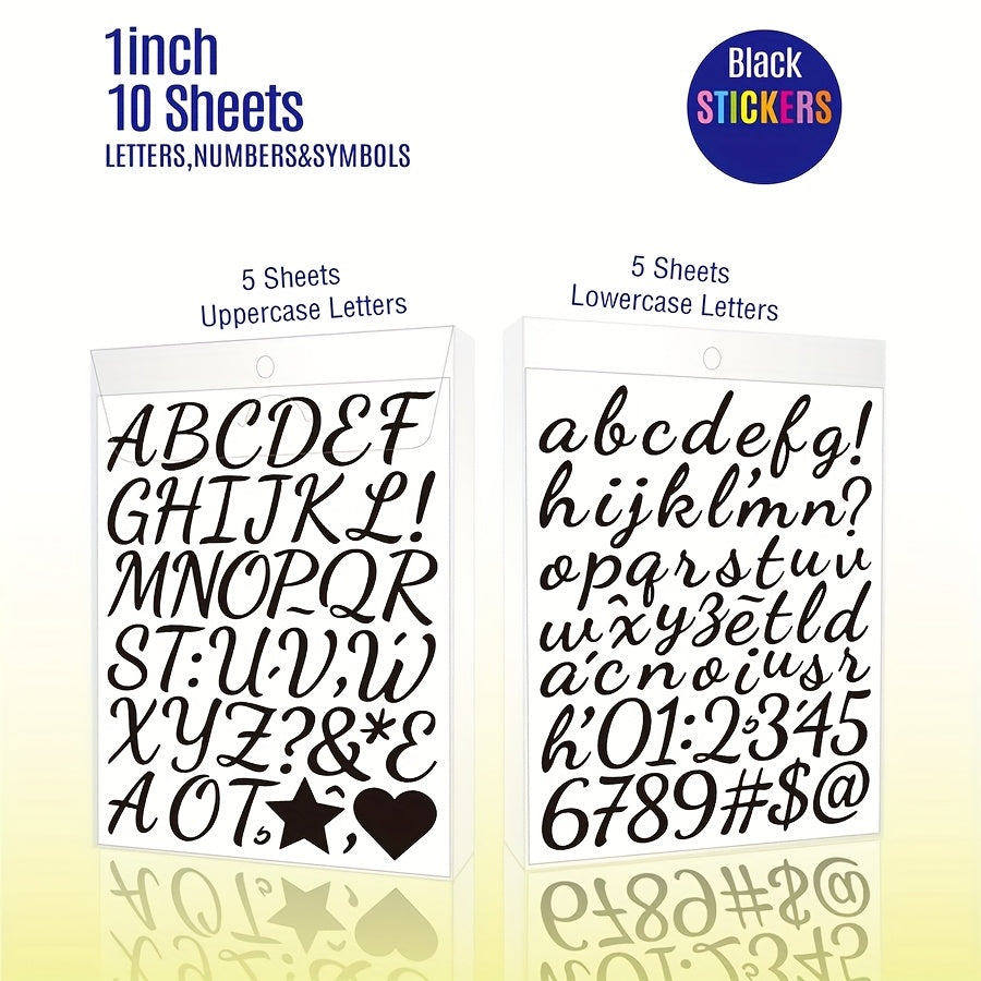 Vinyl Cursive Letters & Numbers Stickers Set 2 DIY Alphabet Decals