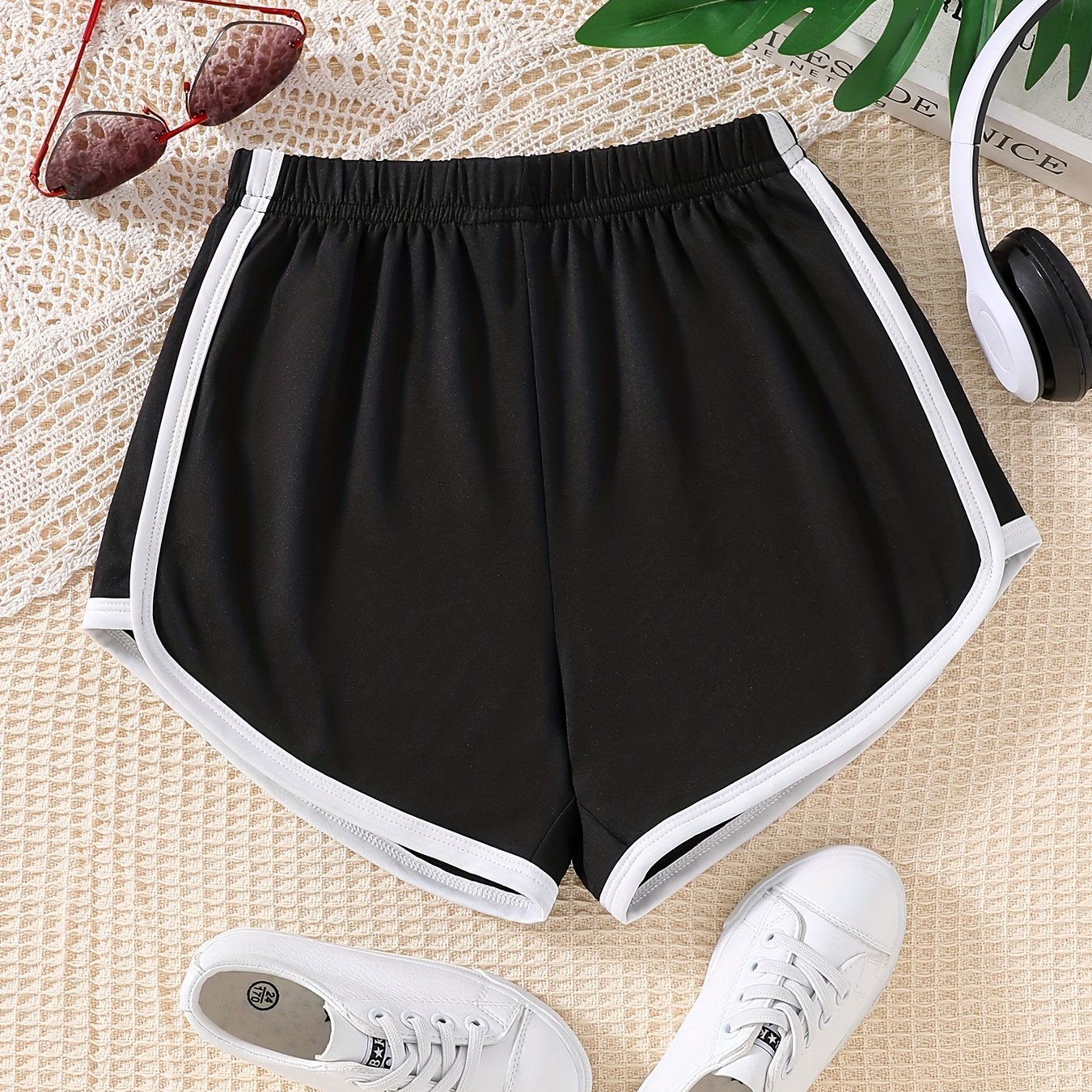 Girls' Basic Shorts Contrast Binding Comfortable And Breathable