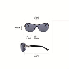 Y2K Semi Rimless Sunglasses Gradient Lens UV400