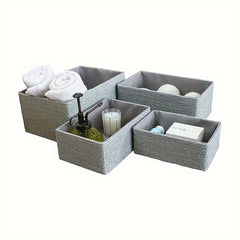 4pcs Paper Rope Woven Storage Baskets for Home Organization