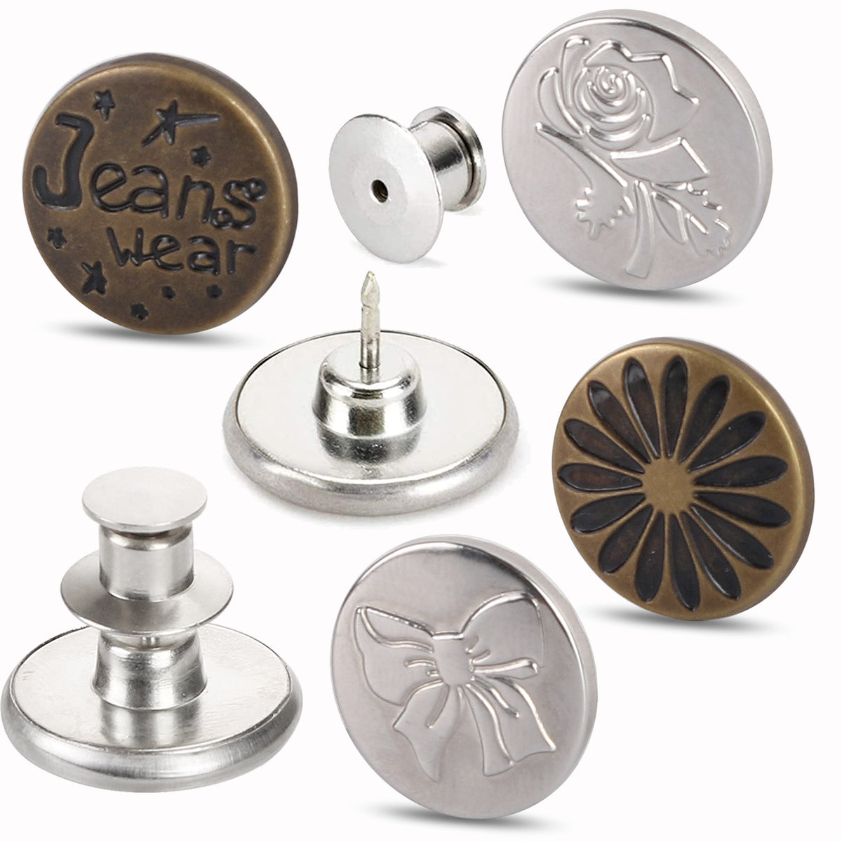 8pcs Adjustable Jean Button Pins for Pants Installation