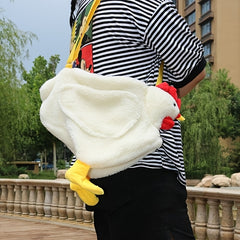 Fuzzy Chicken Crossbody Bag Cartoon Animal Doll Shoulder Bag