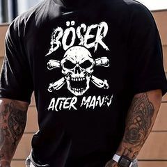 Skull Print Men's Graphic Crew Neck T-shirt Casual Comfy Tees
