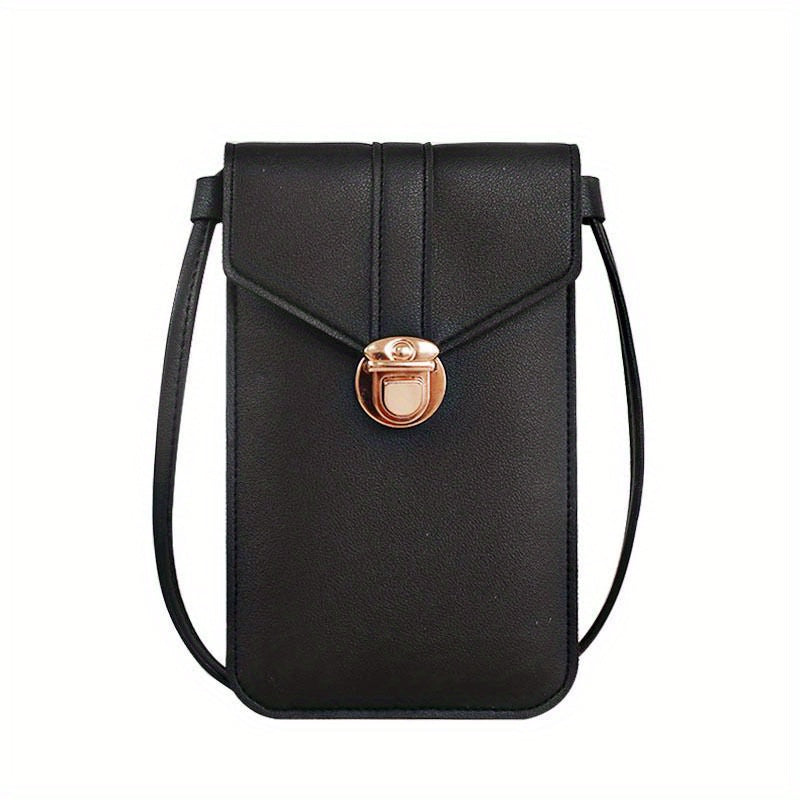 Women's Minimalist Cell Phone Bag Faux Leather Buckle Bag