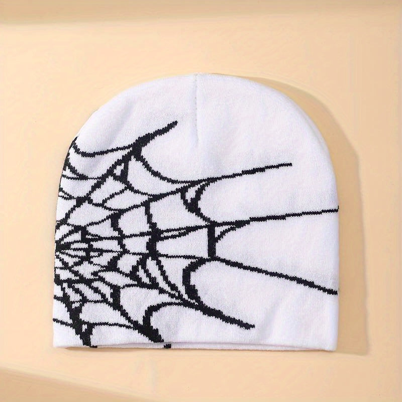 Gothic Spider Web Jacquard Beanie Y2K Unisex Skull Cap