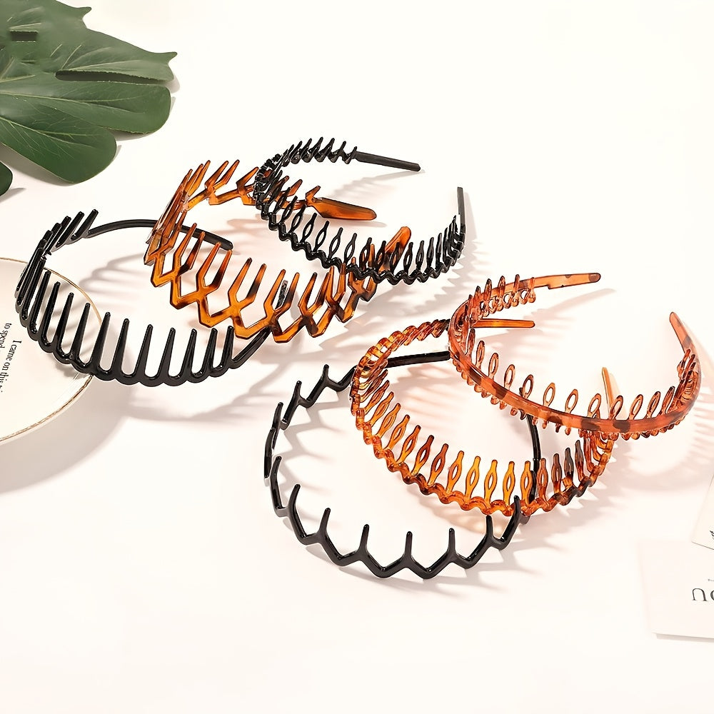Non Slip Brown Toothed Headband Hair Comb Hairband