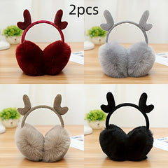 Women's Winter Plush Earmuffs with Cartoon Antlers