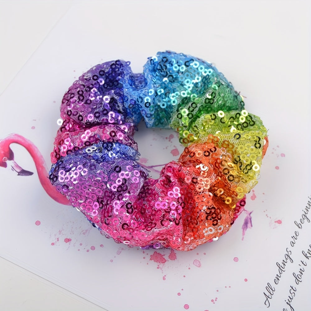 4pcs Large Glitter Sequin Hair Tie Y2K Hair Rope Hair Accessories
