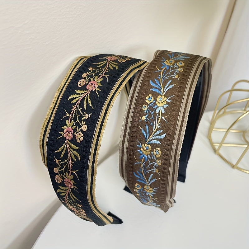 Vintage Flower Embroidery Headband Sweet Hair Accessory