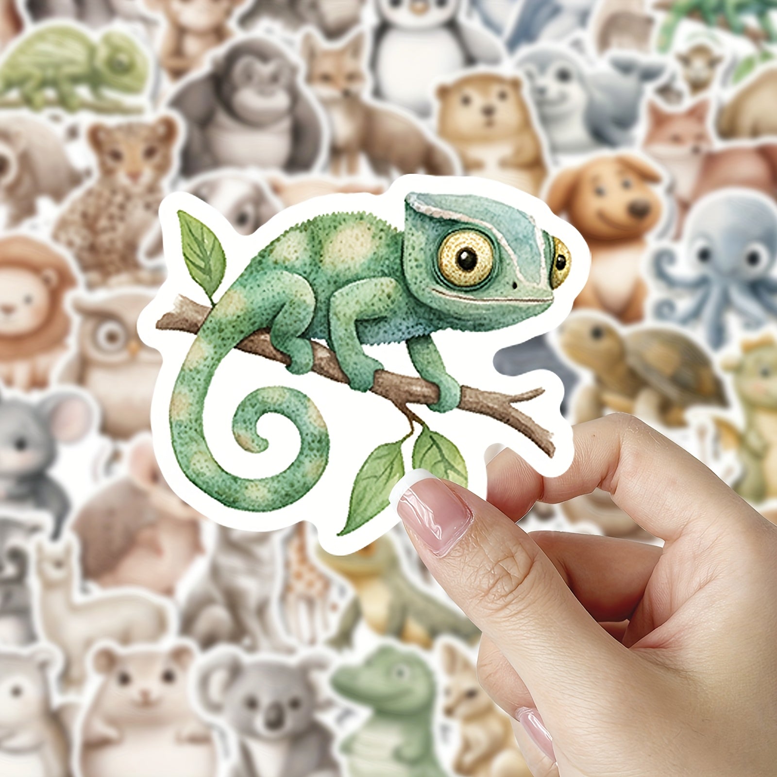 50pcs Chameleon Sticky Decorations Green Matte Finish
