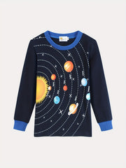 Boys Space Planets Graphic Cotton Pjs Sleepwear Set