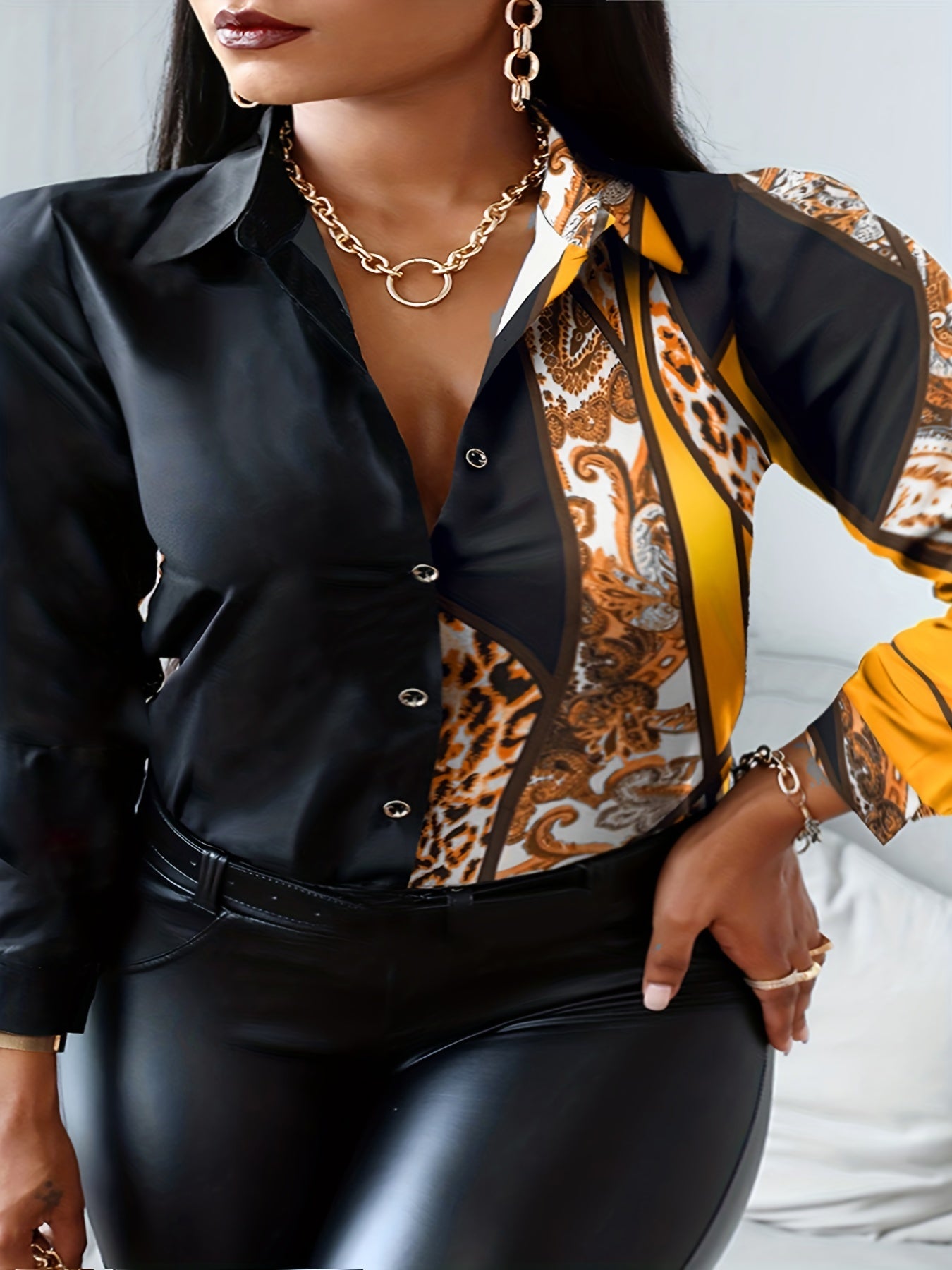  Paisley Print Long Sleeve Button Up Shirt