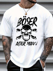 Skull Print Men's Graphic Crew Neck T-shirt Casual Comfy Tees