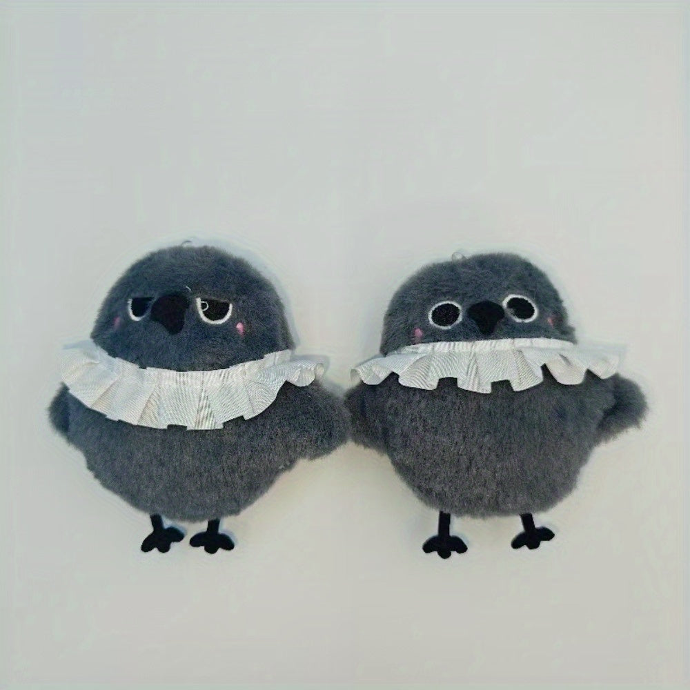 2pcs Crow Plush Dolls Fluffy Feathers Stuffed Animal