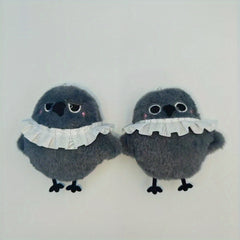 2pcs Crow Plush Dolls Fluffy Feathers Stuffed Animal