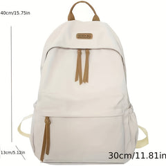 Solid Student Backpack Preppy Style Schoolbag Casual Laptop