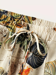  Boho Pants Women's Plus Floral Print Wide Leg Pants