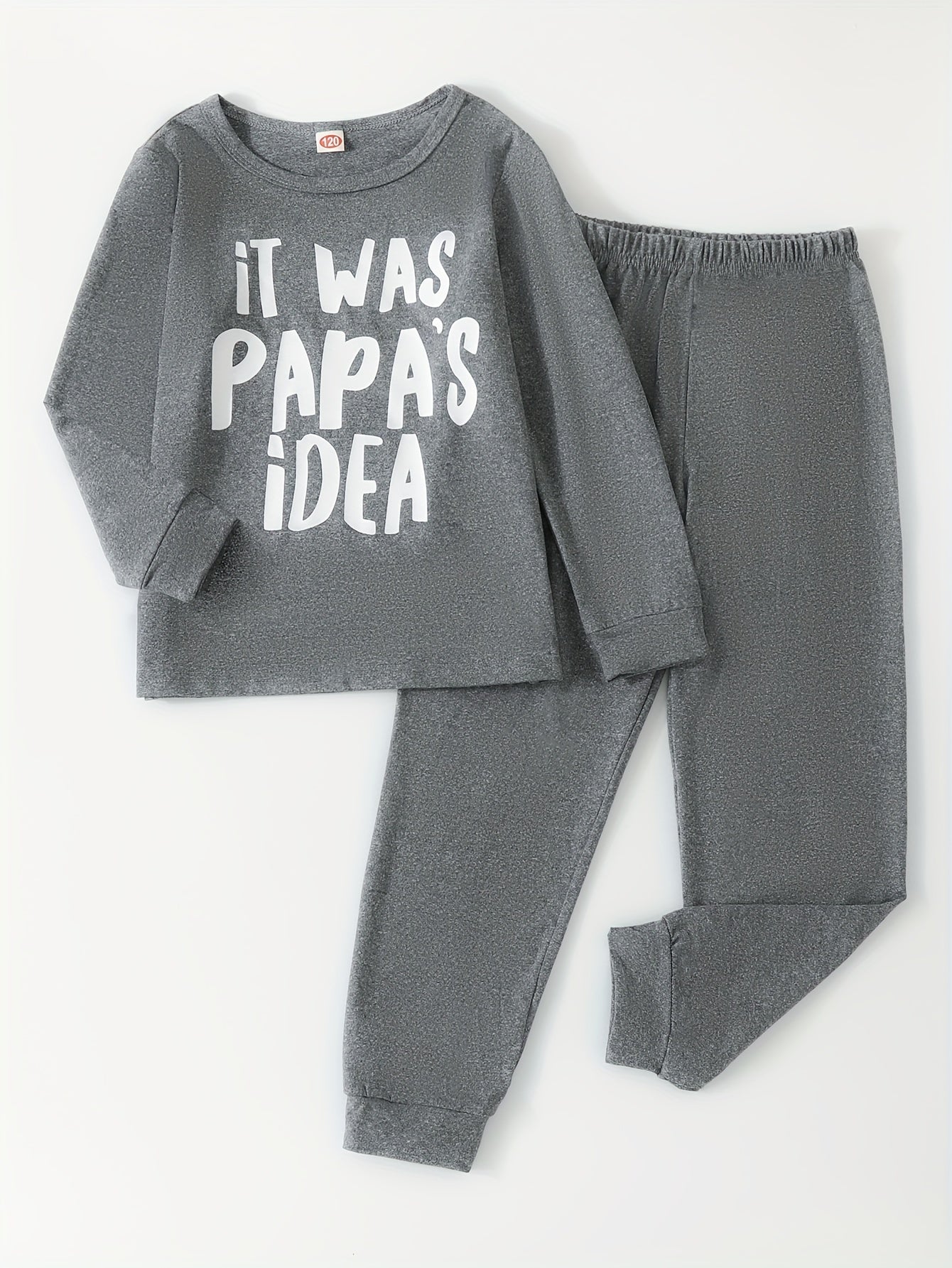 Kid's Cozy Pajamas 2pcs Long Sleeve Top & Solid Pants Set