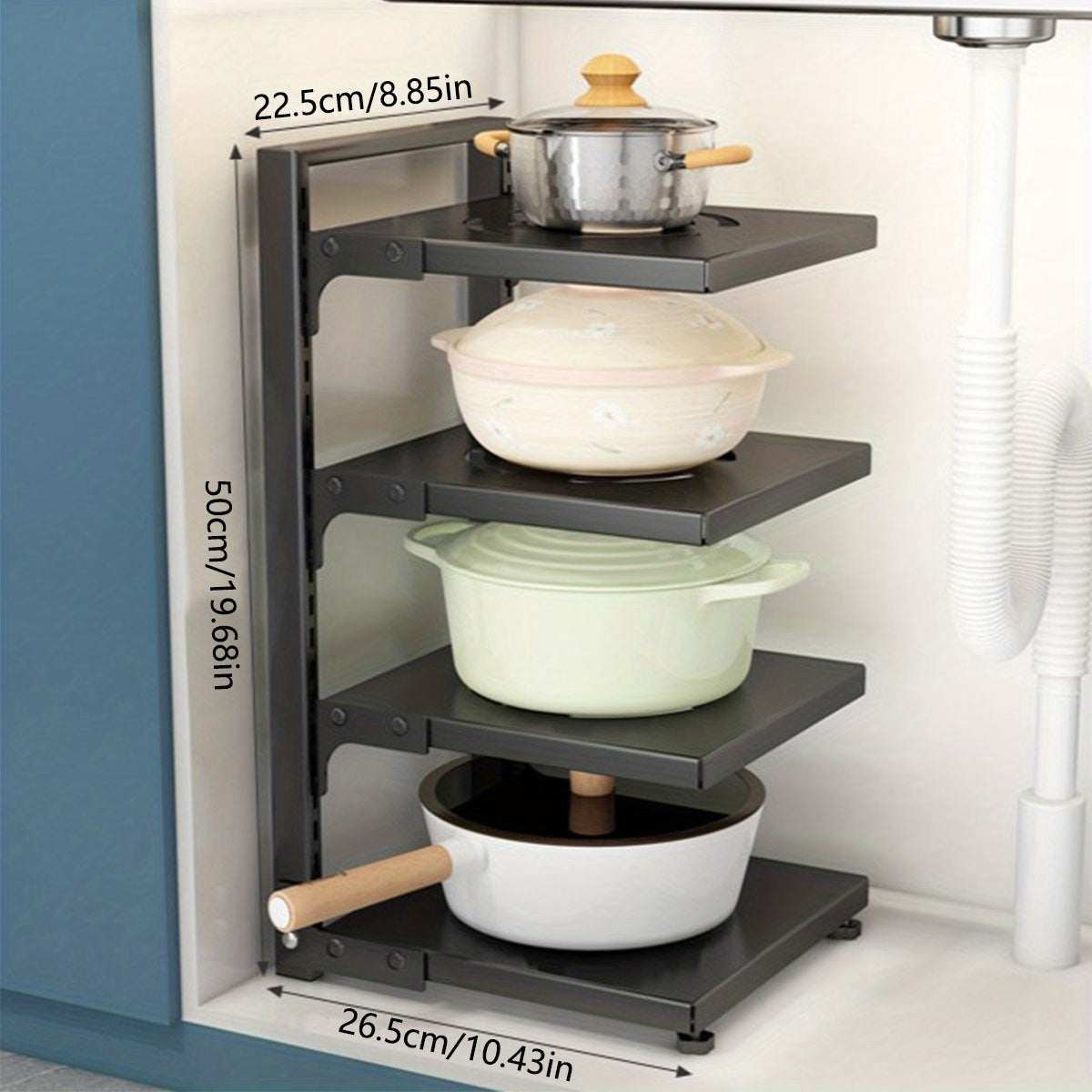 Adjustable Pan Organizer Rack For Cabinet Storage