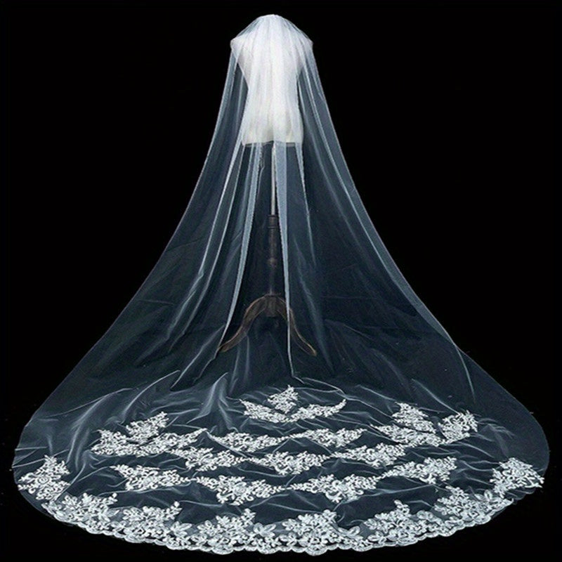 Lace Edge Bridal Wedding Veil Long Veil With Comb Hair Accessories