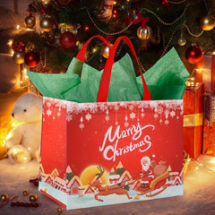 4pcs Christmas Reusable Grocery Bags Xmas Tote Bags With Handles