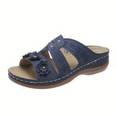 Women's Flower Decor Slide Shoes Comfortable Perforated Sandals
