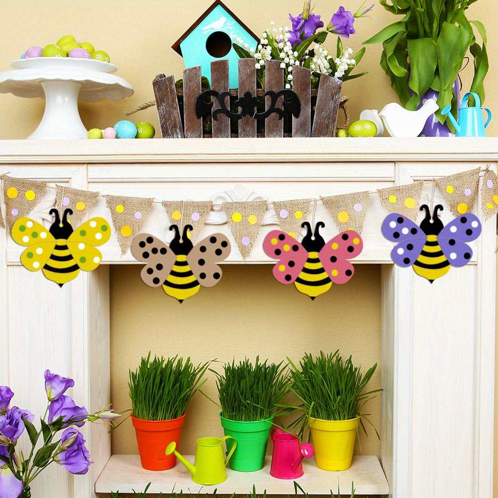 20pcs Bee Wooden Craft Chips for DIY Art Projects Decorative Crafting