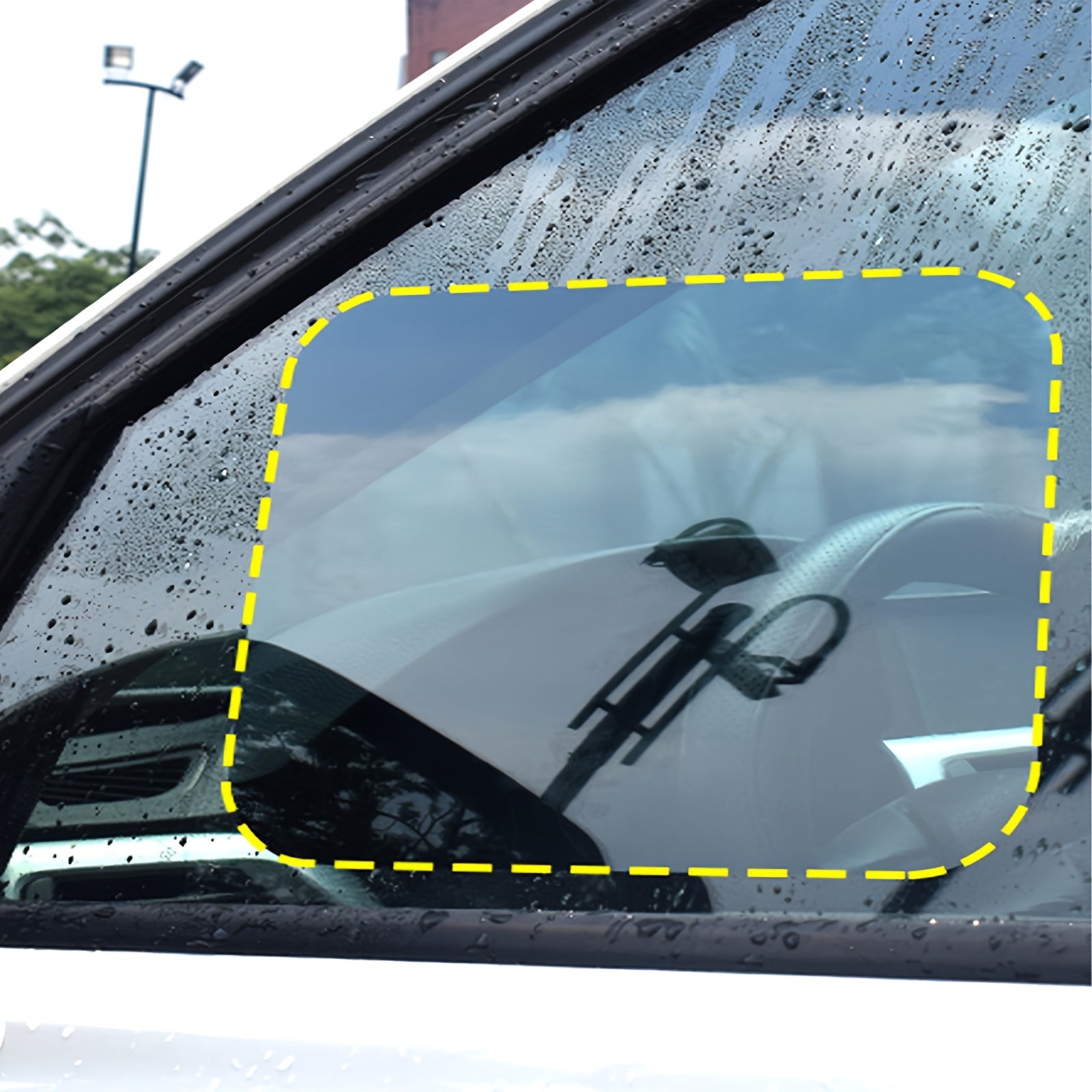 2pcs Car Side Window Film Rainproof Anti Fog Mirror Sticker 16.6 x 29.7in