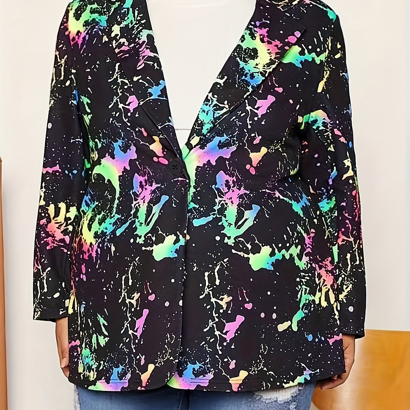  Splash Painting Print Blazer