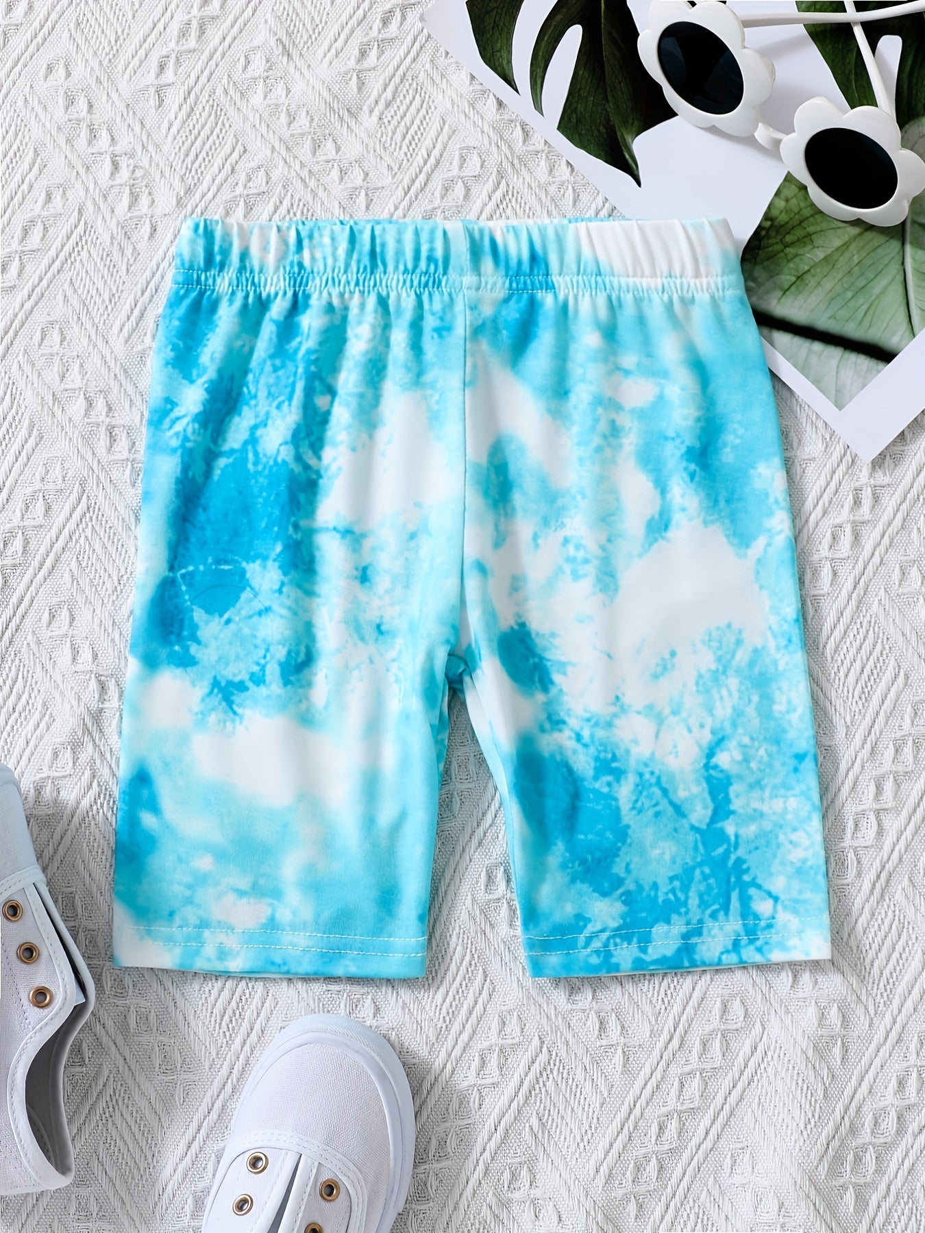 5pcs Kid Girls Bike Shorts Mermaid Tie-Dye Patterns Plain Colors