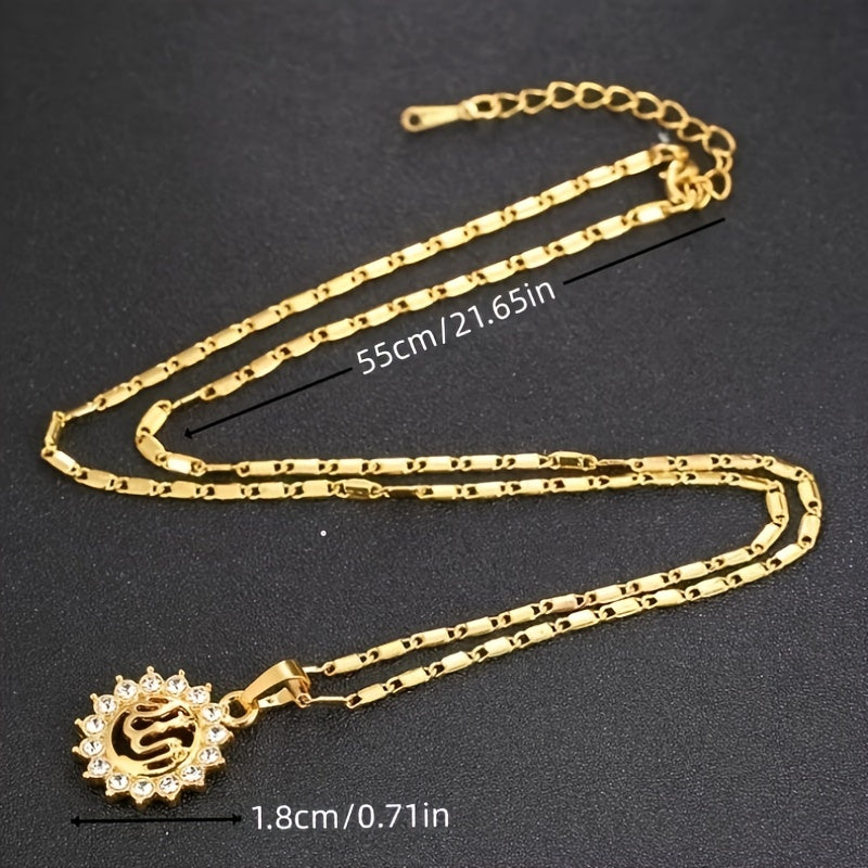 Vintage Zircon Sun Pendant Necklace for Men