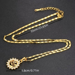 Vintage Zircon Sun Pendant Necklace for Men