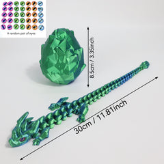 3D Printed Crystal Dragon Egg Set - Dragon with Articulation & Real Eyes