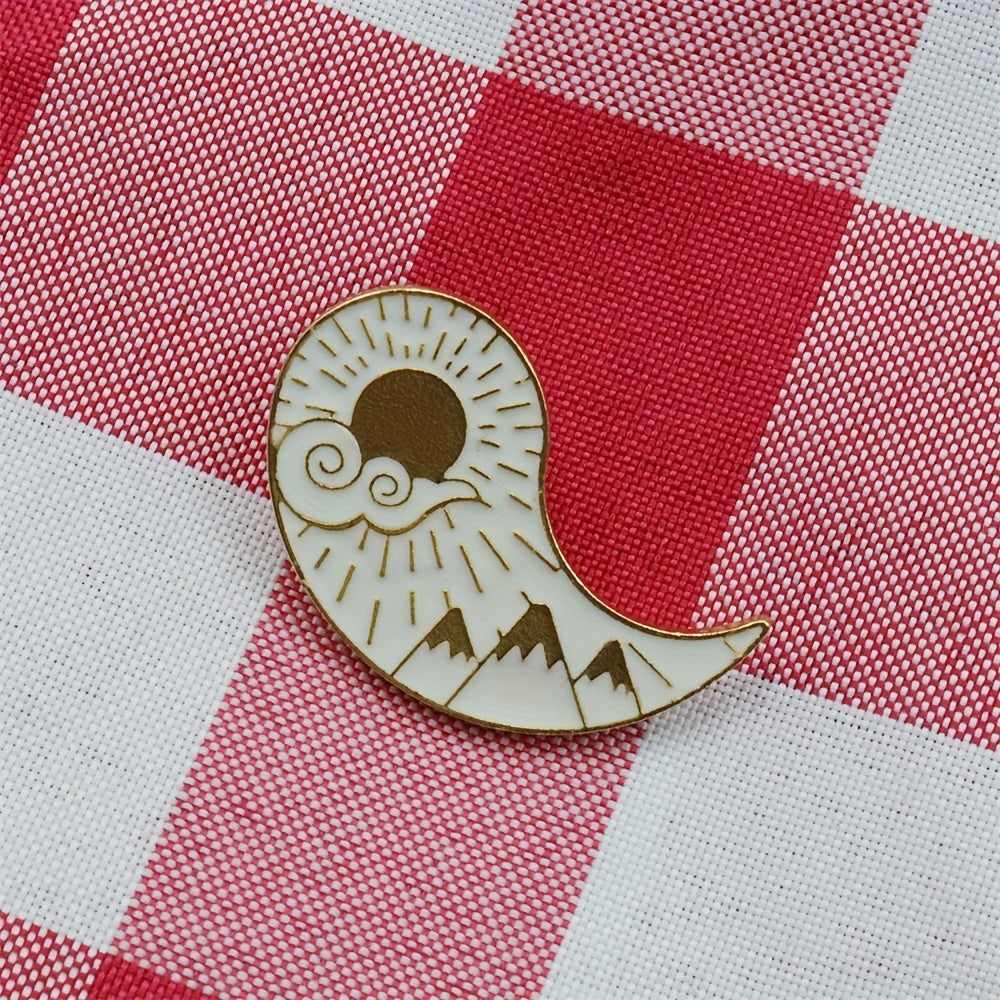 Sun Moon Enamel Brooch for Men Clothing