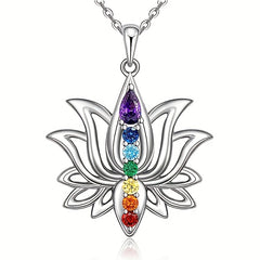 7 Chakra Lotus Pendant Yoga Chakra Healing Stone Necklace
