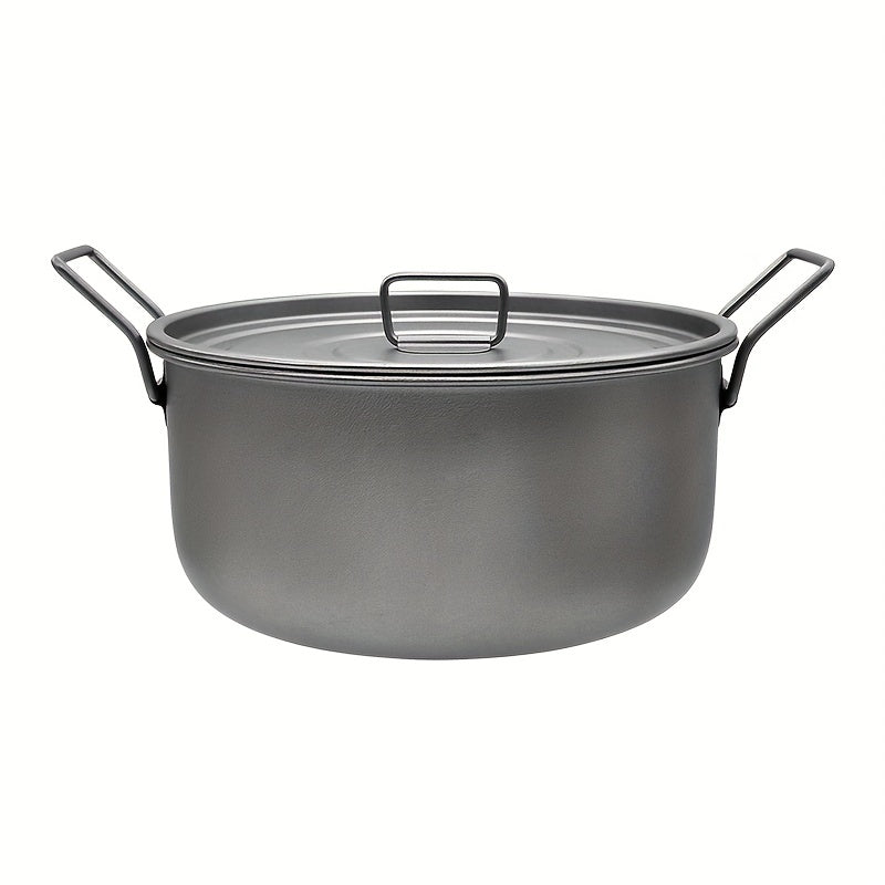 9L Titanium Pot with Foldable Handle & Lid for Camping - Outdoor Tableware