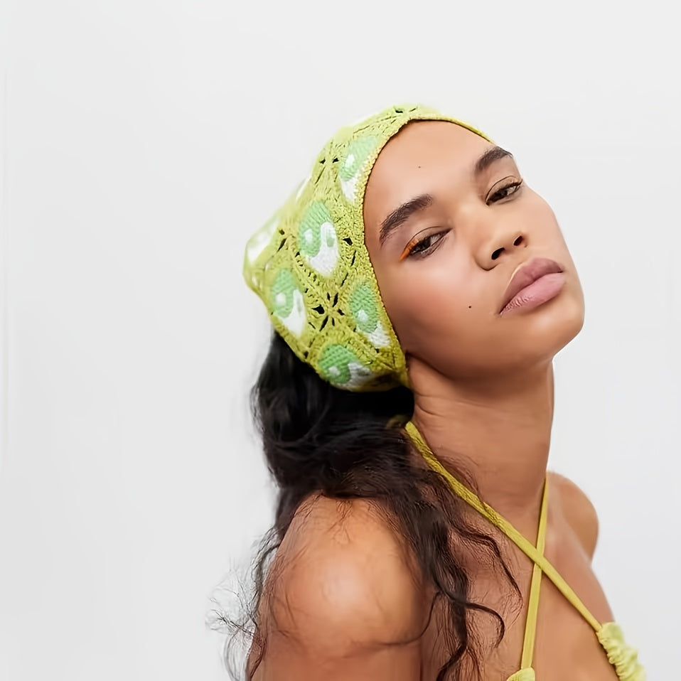 Neon Crochet Bandana Y2K Head Wrap Hair Accessory