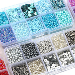 10 Grids Rice Bead Sequins Pearl Material Pack 1 Box