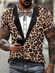 Leopard Print T shirt Men's Street Style Tee Shirt For Summer