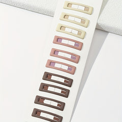 10pcs Rectangle Hair Clips Girls Metal Snap Barrettes Decorative Hairpins