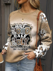 Letter Print Crew Neck Sweatshirt for Women