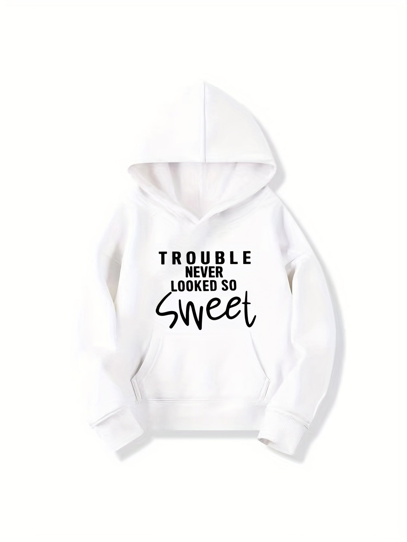 Girls Sweet Trouble Print Hooded Sweatshirt