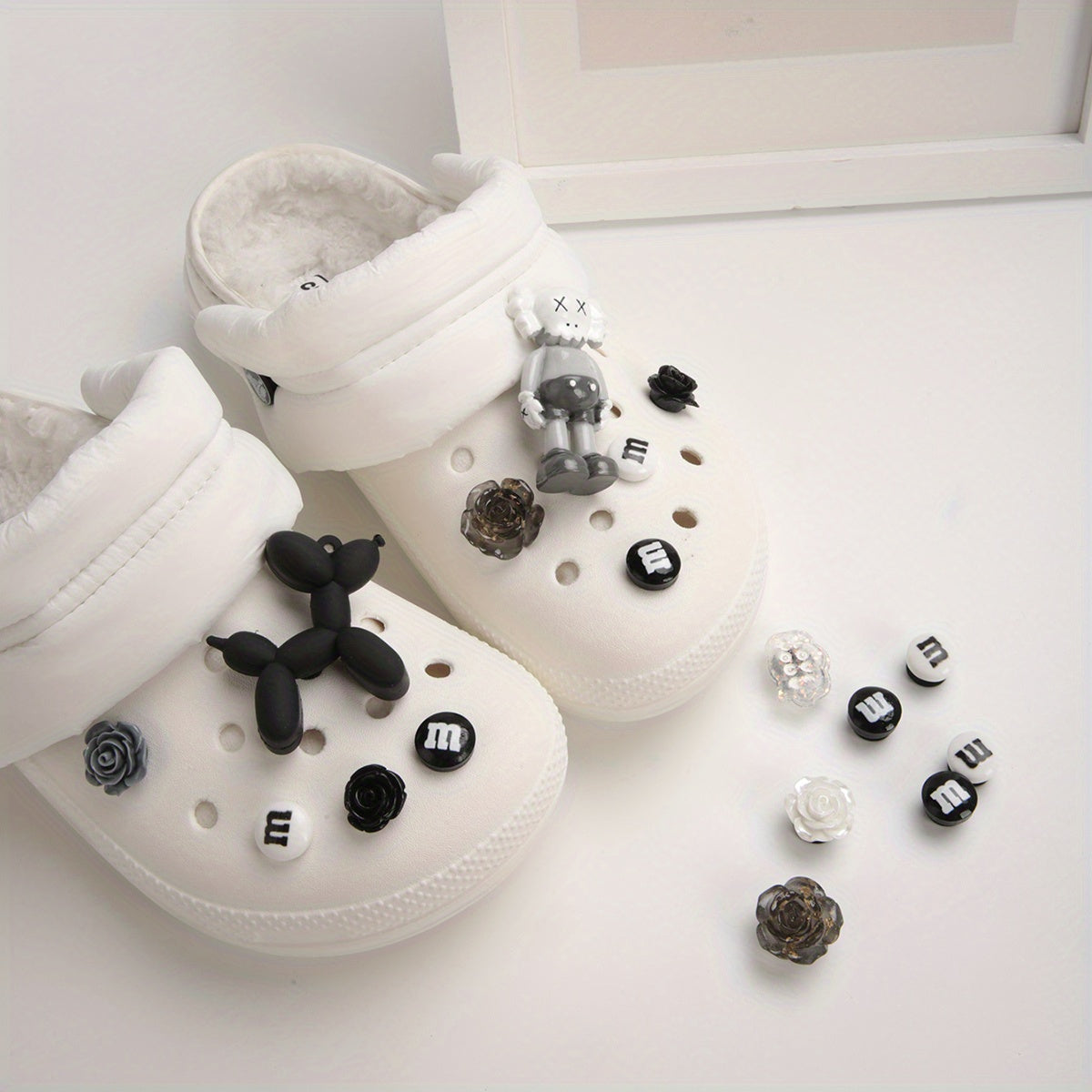 17pcs Cartoon & Flower Shoe Charms Resin Accessories