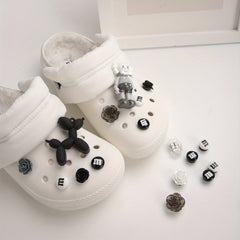 17pcs Cartoon & Flower Shoe Charms Resin Accessories