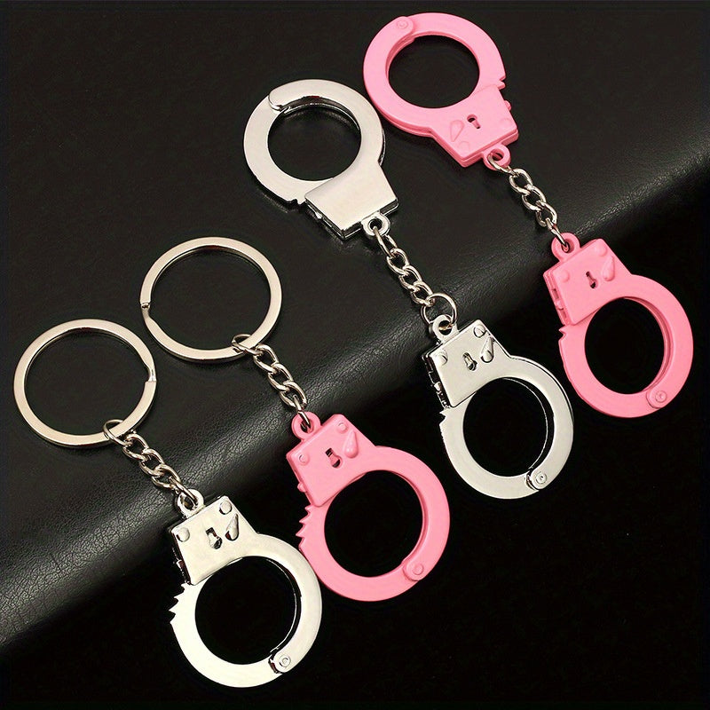 4 Pcs Mini Handcuffs Metal Keychain Novelty Keyring Alloy Keychain Gift