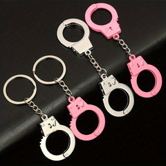 4 Pcs Mini Handcuffs Metal Keychain Novelty Keyring Alloy Keychain Gift