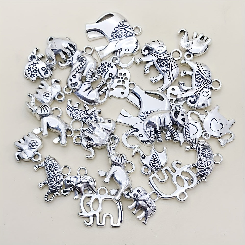 30pcs Antique Silver Elephant Charms Pendants DIY Jewelry Making Findings
