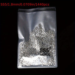 1440pcs Crystal AB Nail Art Rhinestones Round Beads Non Hotfix Flatback